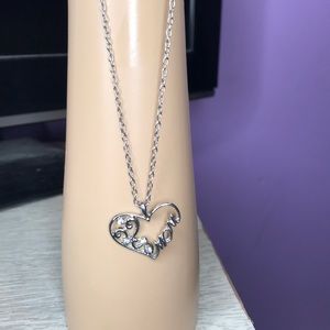 Silver and rhinestone Mom necklace